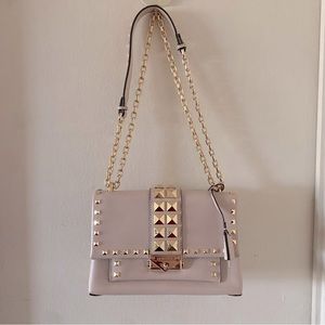 Michael Kors CeCe Pale Pink Flap Handbag w Gold Tone Studs & Studded Chain